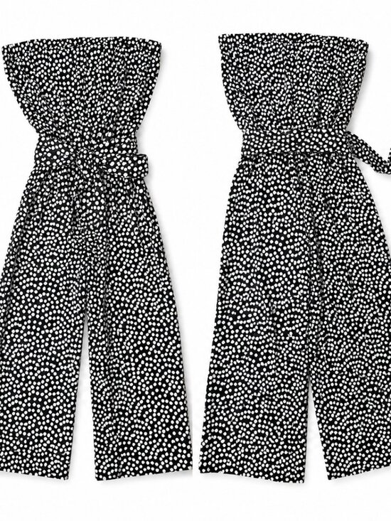 MSK Pants - MSK Petite Black & White Polka Dot Strapless Jumpsuit – Size PS